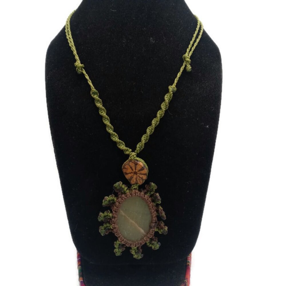 Adjustable Woven Macram Thread Necklace With Natu… - image 5